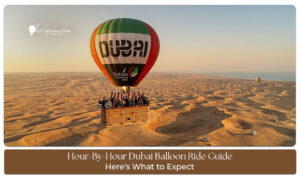 Hot air balloon Dubai sunrise over desert