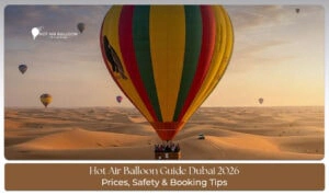 Hot air balloon ride in Dubai desert at sunrise