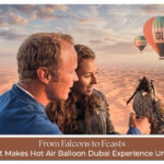 Hot air balloon over Dubai desert sunrise view